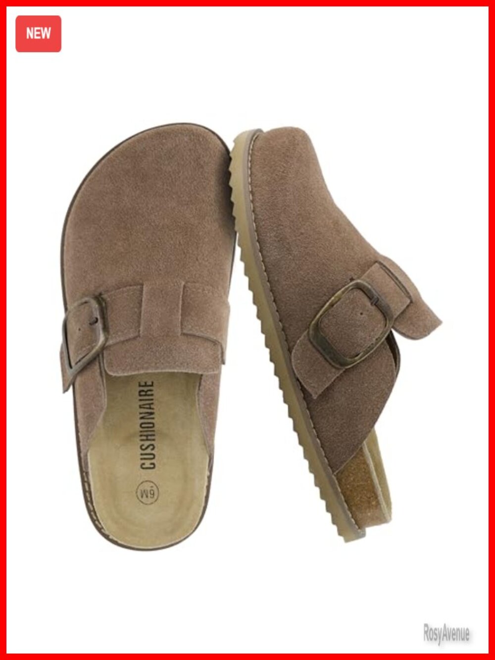 Genuine Suede Slip-On Clogs with Memory Foam Non-Slip Women's Mules